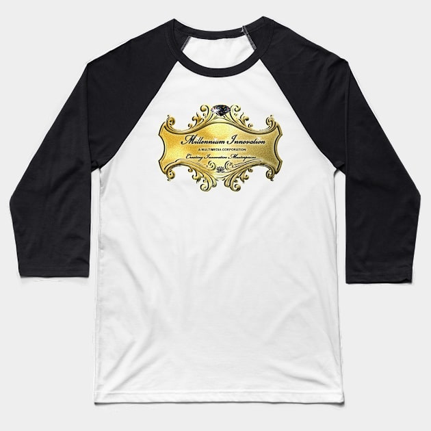 MILLENNIUM INNOVATION LOGO DESIGN Baseball T-Shirt by triplefivedesigns